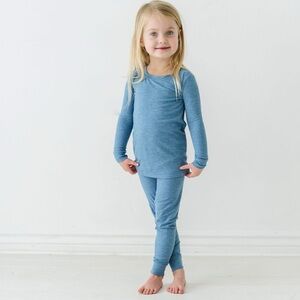 NIB LS Heather Blue Ribbed Pj Set